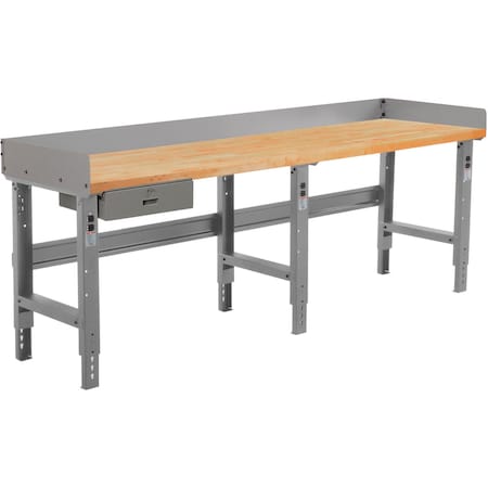 Global Industrial Workbench w/ Maple Square Edge Top & Drawer, 96inW x 36inD, Gray 318749